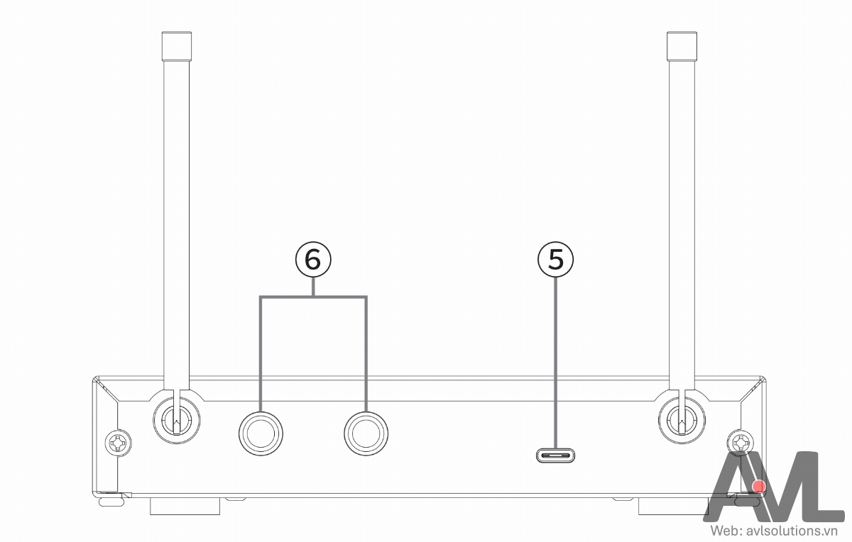 Bộ thu không dây Takstar X3HH - mặt sau